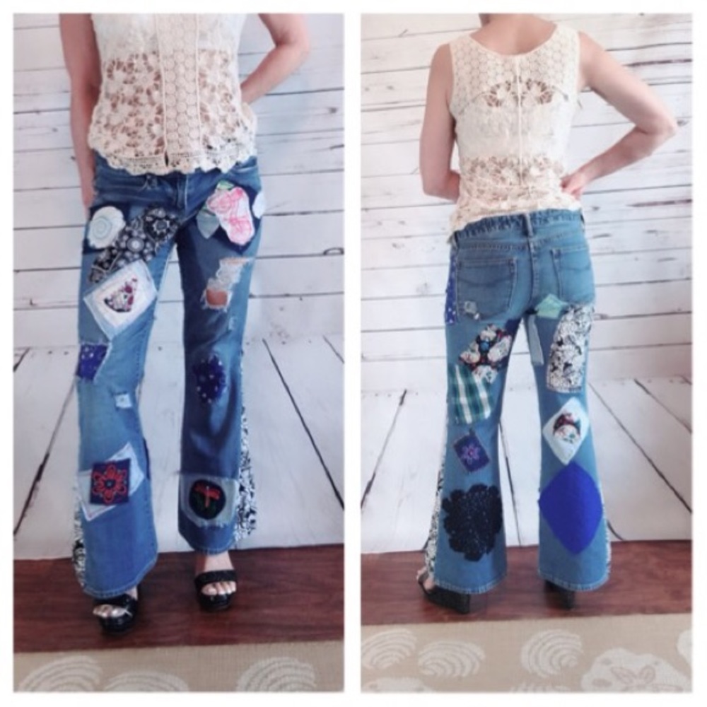 🎉👖HP🎊👖Bell Bottoms Upcycled Boho Gypsy Jeans